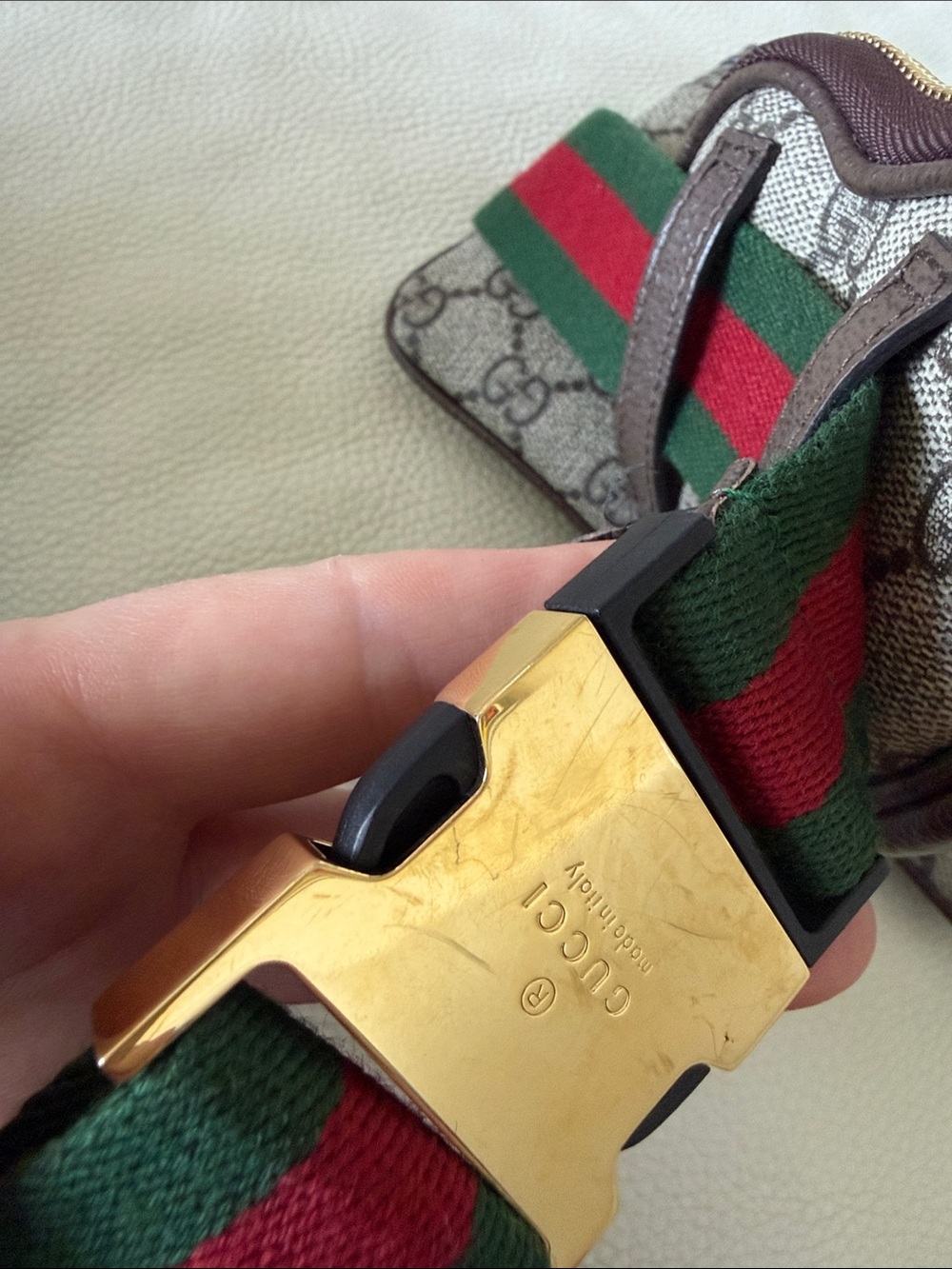 Gucci Brown GG Canvas Heart & Pouch Belt Bag with Green/Red Web - Picture 2 of 5